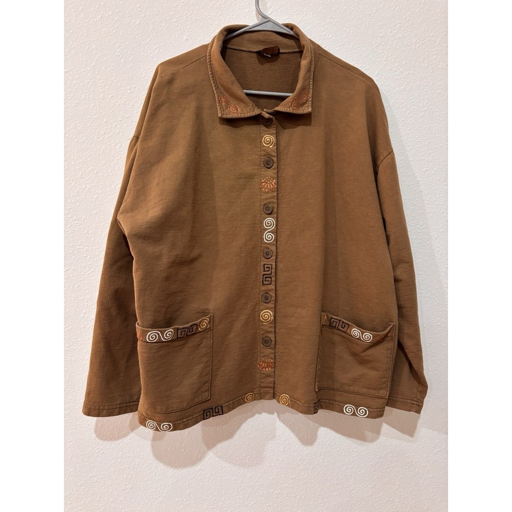 Babytoes Cotton Olive Barn Jacket Sz XL Chore Coat Gorpcore Whimsigoth Lagenlook - Picture 2 of 16